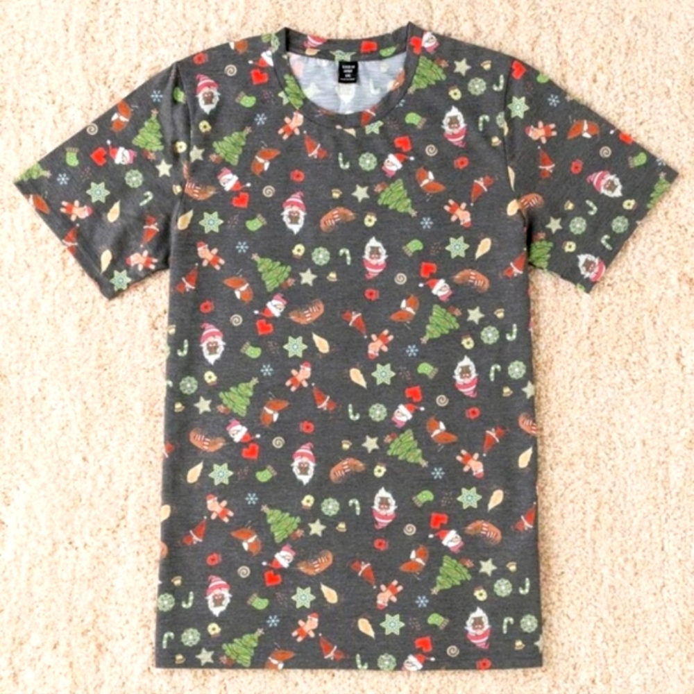 Christmas Graphic T-Shirt – Santa Holiday Print Tee – Unisex Casual Top Sz.0X